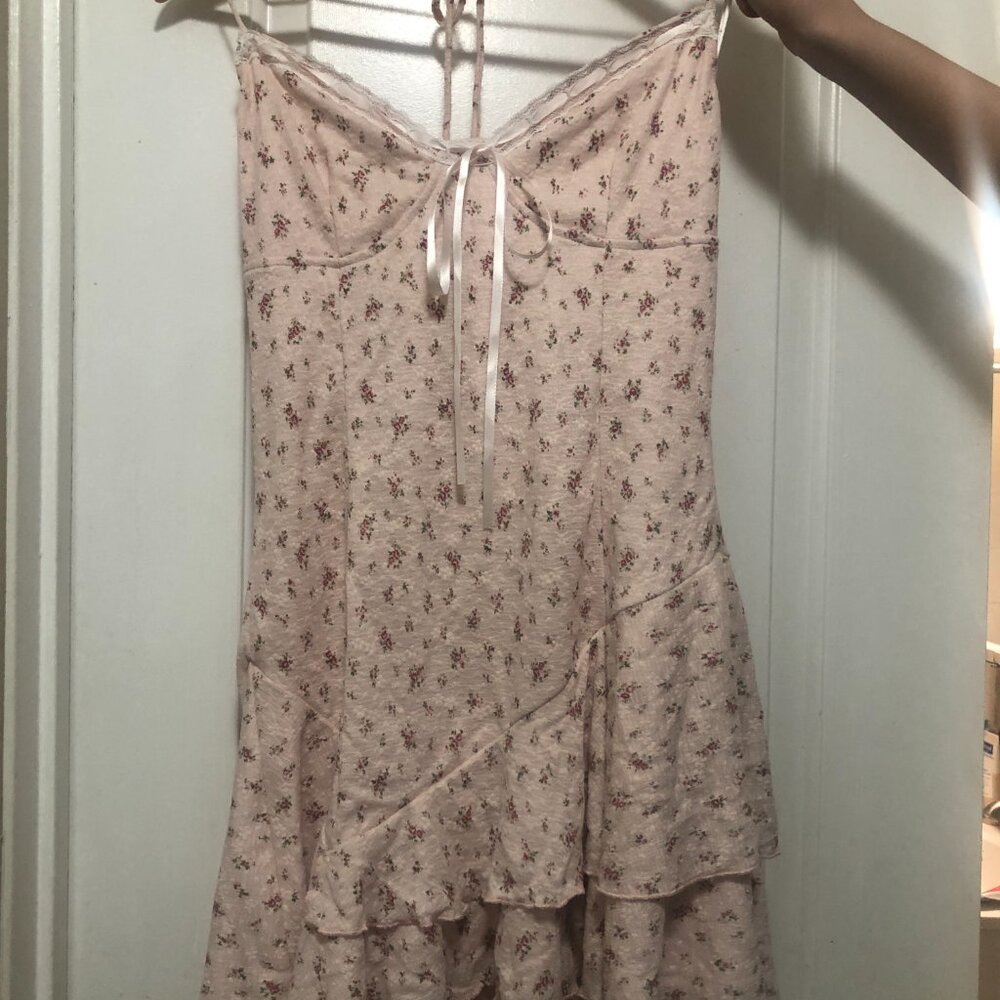 Pink Floral Mini Dress Femini Size L Bear Dance - Picture 4 of 13